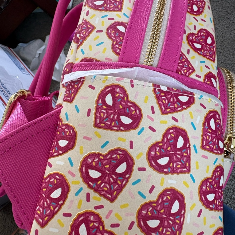 Loungefly Marvel Spiderman Pink and Cream Backpack - Picture 5 of 5